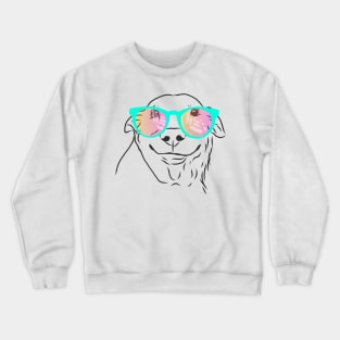 happy smiling dog with rainbow glasses Crewneck Sweatshirt